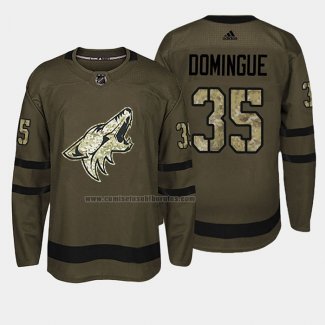 Camiseta Hockey Arizona Coyotes Louis Domingue 2018 Salute To Service Verde Militar