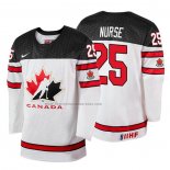 Camiseta Hockey Canada Darnell Nurse 2018 IIHF World Championship Jugador Blanco