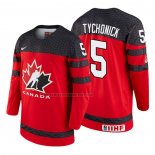 Camiseta Hockey Canada Jonathan Tychonick 2018 IIHF World Championship Jugador Rojo