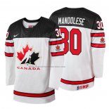 Camiseta Hockey Canada Kevin Mandolese 2018 IIHF World Championship Jugador Blanco