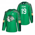 Camiseta Hockey Chicago Blackhawks Jonathan Toews 2018 Dia de San Patricio Verde