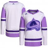 Camiseta Hockey Colorado Avalanche Blank Practice Autentico 2018 Fights Cancer Blanco Violeta