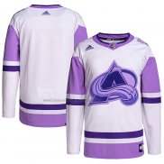 Camiseta Hockey Colorado Avalanche Blank Practice Autentico 2018 Fights Cancer Blanco Violeta