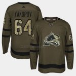 Camiseta Hockey Colorado Avalanche Nail Yakupov 2018 Salute To Service Verde Militar