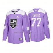 Camiseta Hockey Los Angeles Kings Jeff Carter Autentico 2018 Fights Cancer Violeta