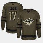 Camiseta Hockey Minnesota Wild Marcus Foligno 2018 Salute To Service Verde Militar