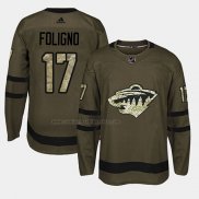 Camiseta Hockey Minnesota Wild Marcus Foligno 2018 Salute To Service Verde Militar