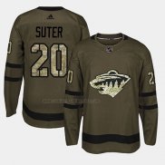 Camiseta Hockey Minnesota Wild Ryan Suter 2018 Salute To Service Verde Militar