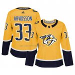 Camiseta Hockey Mujer Nashville Predators Viktor Arvidsson Primera Autentico Jugador Amarillo