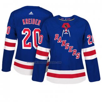 Camiseta Hockey Mujer New York Rangers Chris Kreider Autentico Jugador Azul