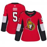 Camiseta Hockey Mujer Ottawa Senators Cody Ceci Autentico Jugador Rojo
