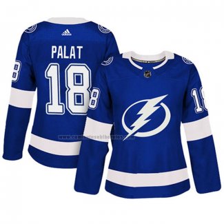 Camiseta Hockey Mujer Tampa Bay Lightning Ondrej Palat Autentico Jugador Azul