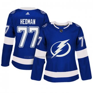 Camiseta Hockey Mujer Tampa Bay Lightning Victor Hedman Autentico Jugador Azul
