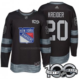 Camiseta Hockey New York Rangers Chris Kreider 1917-2017 100th Aniversario Negro