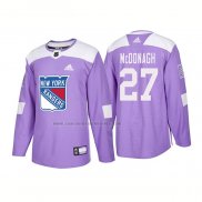 Camiseta Hockey New York Rangers Ryan Mcdonagh Autentico 2018 Fights Cancer Violeta