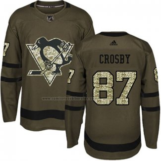 Camiseta Hockey Nino Pittsburgh Penguins Sidney Crosby 2018 Salute To Service Verde Militar