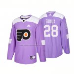 Camiseta Hockey Philadelphia Flyers Claude Giroux Autentico 2018 Fights Cancer Violeta