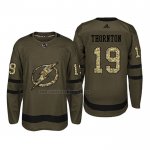 Camiseta Hockey San Jose Sharks Joe Thornton 19 2018 Salute To Service Verde Militar
