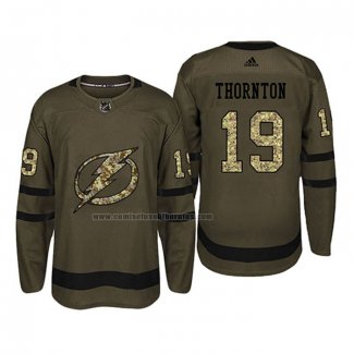 Camiseta Hockey San Jose Sharks Joe Thornton 19 2018 Salute To Service Verde Militar