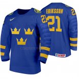 Camiseta Hockey Suecia Loui Eriksson Segunda 2020 IIHF World Junior Championships Azul