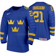 Camiseta Hockey Suecia Loui Eriksson Segunda 2020 IIHF World Junior Championships Azul