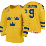 Camiseta Hockey Suecia Victor Soderstrom Primera 2020 IIHF World Junior Championship Amarillo