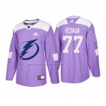 Camiseta Hockey Tampa Bay Lightning Victor Hedman Autentico 2018 Fights Cancer Violeta