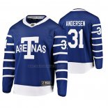 Camiseta Hockey Toronto Maple Leafs Frederik Andersen Throwback Breakaway Jugador Azul