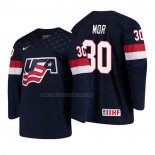 Camiseta Hockey USA Jonathan Mor 2018 IIHF World Championship Jugador Azul
