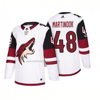 Camiseta Hockey Arizona Coyotes Jordan Martinook 2018 Season Centennial Patch Team Road Blanco