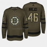 Camiseta Hockey Boston Bruins David Krejci 2018 Salute To Service Verde Militar