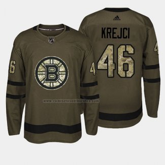 Camiseta Hockey Boston Bruins David Krejci 2018 Salute To Service Verde Militar