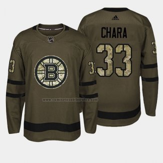 Camiseta Hockey Boston Bruins Zdeno Chara 2018 Salute To Service Verde Militar