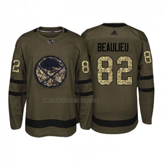 Camiseta Hockey Buffalo Sabres Nathan Beaulieu 2018 Salute To Service Verde Militar