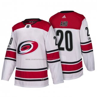 Camiseta Hockey Carolina Hurricanes Sebastian Aho New Season Team Road 2018 Blanco