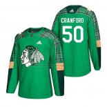 Camiseta Hockey Chicago Blackhawks Corey Crawford 2018 Dia de San Patricio Verde