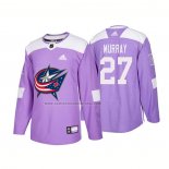 Camiseta Hockey Columbus Blue Jackets Ryan Murray Autentico 2018 Fights Cancer Violeta