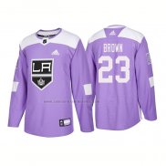 Camiseta Hockey Los Angeles Kings Dustin Brown Autentico 2018 Fights Cancer Violeta