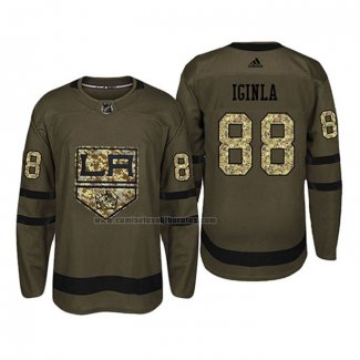 Camiseta Hockey Los Angeles Kings Jarome Iginla 2018 Salute To Service Verde Militar
