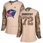 Camiseta Hockey Mujer Columbus Blue Jackets Sergei Bobrovsky Autentico 2017 Veterans Day Camuflaje