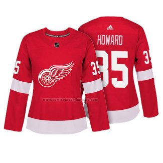 Camiseta Hockey Mujer Detroit Red Wings Jimmy Howard Autentico Jugador Rojo