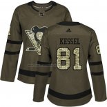 Camiseta Hockey Mujer Pittsburgh Penguins Phil Kessel 2018 Salute To Service Verde Militar