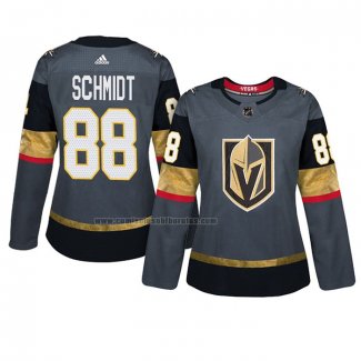 Camiseta Hockey Mujer Vegas Golden Knights Nate Schmidt Primera Autentico Jugador Gris