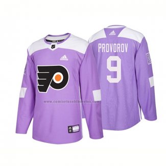 Camiseta Hockey Philadelphia Flyers Ivan Provorov Autentico 2018 Fights Cancer Violeta