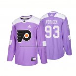 Camiseta Hockey Philadelphia Flyers Jakub Voracek Autentico 2018 Fights Cancer Violeta