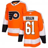 Camiseta Hockey Philadelphia Flyers Justin Braun Primera Autentico Naranja