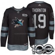 Camiseta Hockey San Jose Sharks Joe Thornton 1917-2017 100th Aniversario Negro