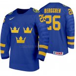 Camiseta Hockey Suecia Jonatan Berggren Segunda 2020 IIHF World Junior Championship Azul