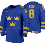Camiseta Hockey Suecia Robert Hagg Segunda 2020 IIHF World Junior Championships Azul