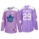 Camiseta Hockey Toronto Maple Leafs William Nylander 2018 Fights Cancer Violeta
